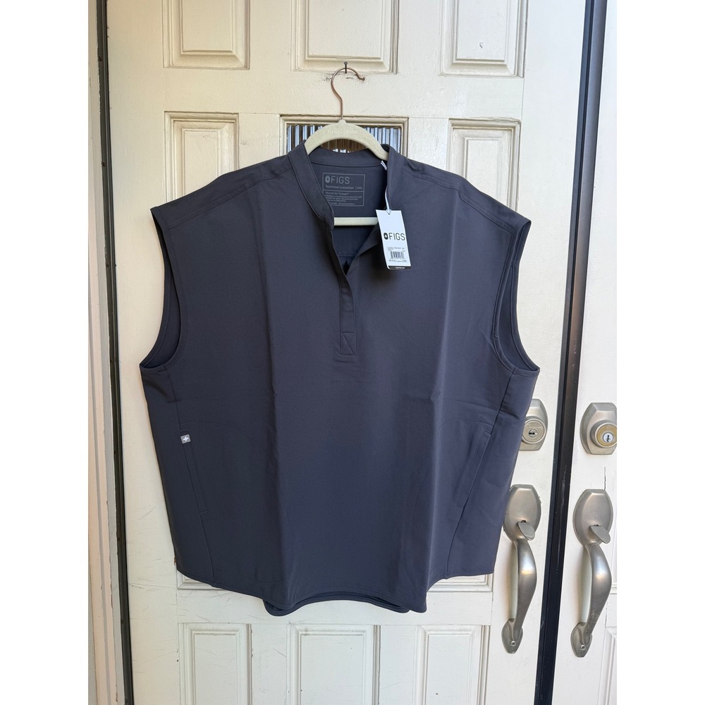 FIGS Rafaela Three-Pocket Scrub Top Charcoal Size XXL Sleeveless Technical